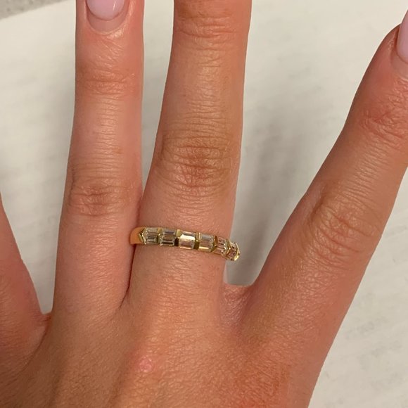 14KT Yellow Gold Baguette Cut CZ Ring 1/2 Eternity - Picture 5 of 5
